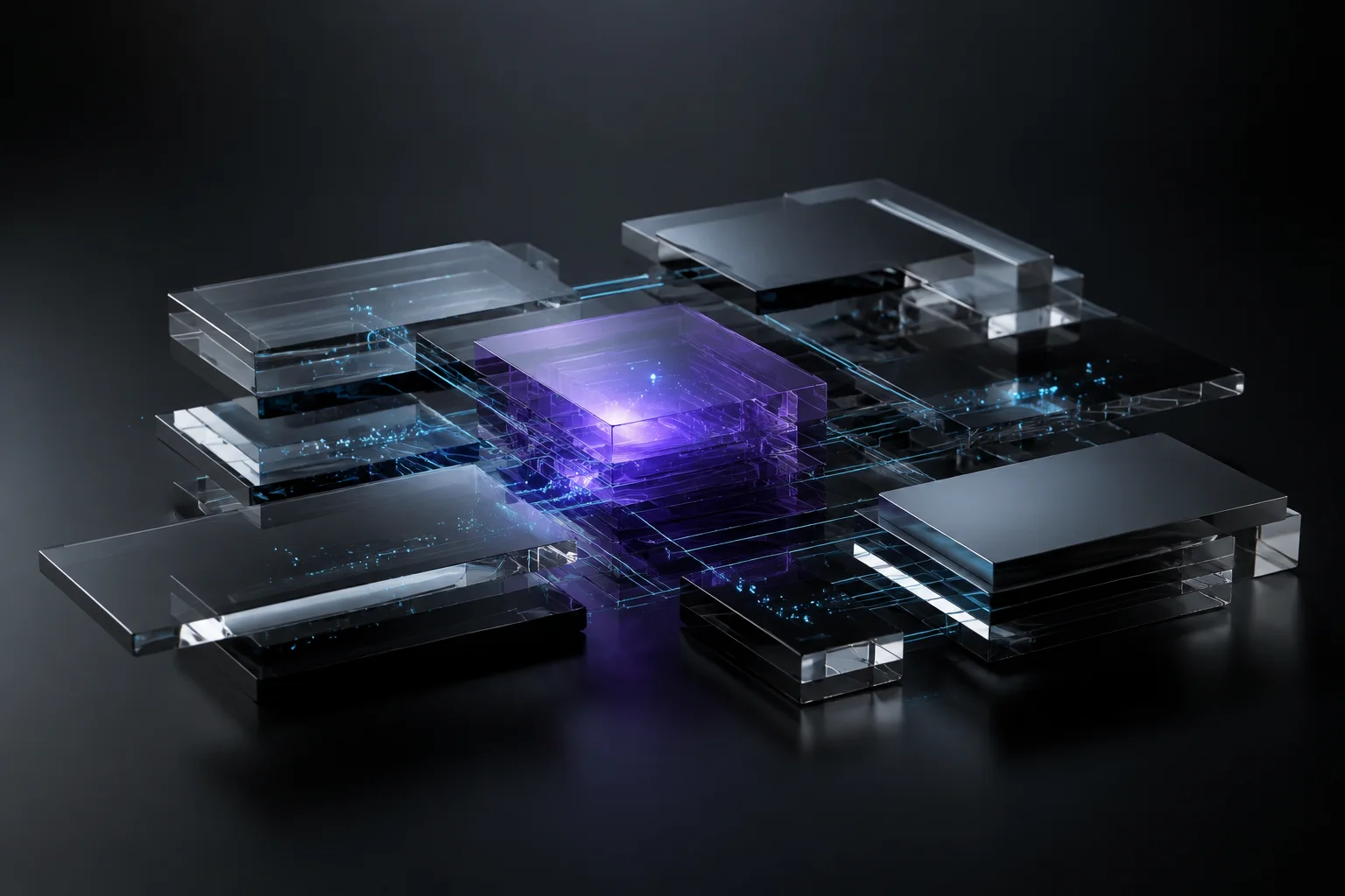Original illustration of interconnected AI and enterprise modules